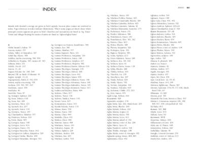 INDEX  661   index Islands with detailed coverage are given in bold capitals. Ancient place names are rendered in italics. Page references in italics indicate illustrations. Where many pages are listed, those where