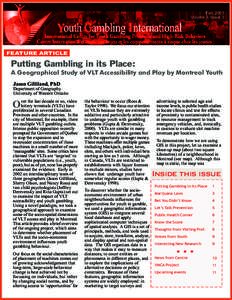 Fall, 2003 Volume 3, Issue 3 FEATURE ARTICLE  Putting Gambling in its Place: