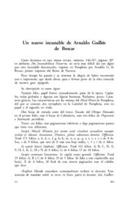 Un nuevo incunable de Arnaldo Guillén de Brocar Como decíamos en esta misma revista, números[removed], páginas 207