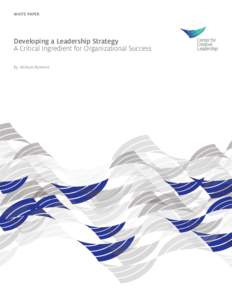 WHITE PAPER  Developing a Leadership Strategy A Critical Ingredient for Organizational Success By: William Pasmore