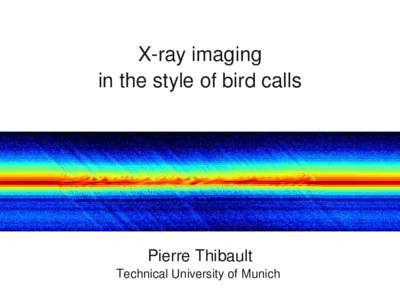 X-ray imaging in the style of bird calls Pierre Thibault Technical University of Munich