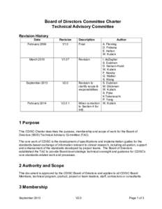 Board of Directors Committee Charter Technical Advisory Committee Revision History Date  Revision