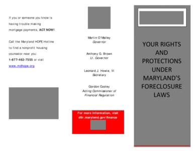 Banking / Land law / Real estate / Finance / Foreclosure / Loss mitigation / Home Affordable Modification Program / Mortgage modification / United States foreclosure crisis / Mortgage / United States housing bubble / Real property law