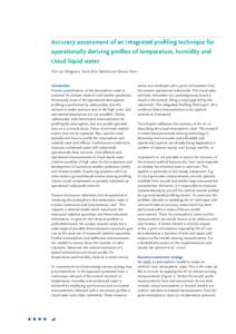 Accuracy assessment of an integrated profiling technique for operationally deriving profiles of temperature, humidity and cloud liquid water Erik van Meijgaard, Henk Klein Baltink and Reinout Boers  Introduction