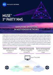 MUSE™ RD 3 PARTY NMS SIMPLIFYING OPERATIONS IN MULTIVENDOR NETWORKS Today’s telecommunications networks are becoming more and more complex, with consumers demanding an