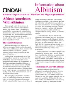 Information about  NOAH Albinism