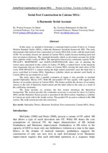 Serial Feet Construction in Cairene MSA  Waleed Al-Oshari , Tawfeek Al-Shar‟abi Serial Feet Construction in Cairene MSA: A Harmonic Serial Account