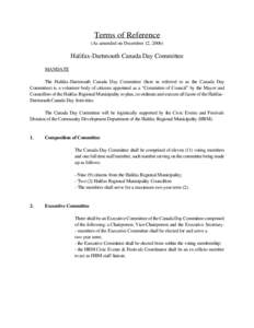 Terms of Reference of Halifax Dartmouth Canada Day Committee