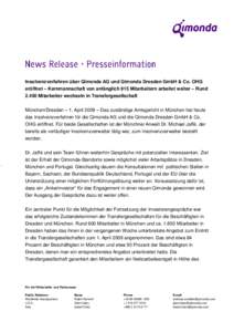 Seite 1 von[removed]A p r i l[removed]Insolvenzverfahren über Qimonda AG und Qimonda Dresden GmbH & Co. OHG