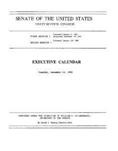 SENATE OF THE UNITED STATES NINETY-SEVENTH CONGRESS FIRST SESSION f SECOND SESSION f
