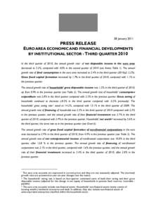 Press release: Euro area economic and financial developments by institutional sector - Third quarter 2010
