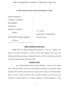 Case 1:13-cv[removed]PEC Document 13 Filed[removed]Page 1 of 17  IN THE UNITED STATES COURT OF FEDERAL CLAIMS DONALD MARTIN, Jr.