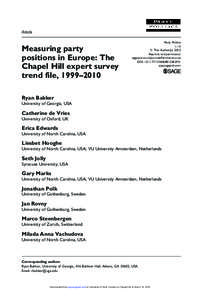 Article  Measuring party positions in Europe: The Chapel Hill expert survey trend file, 1999–2010