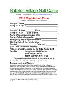 Babylon Village Golf Camp