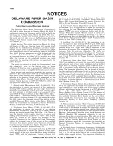 1008  NOTICES DELAWARE RIVER BASIN COMMISSION