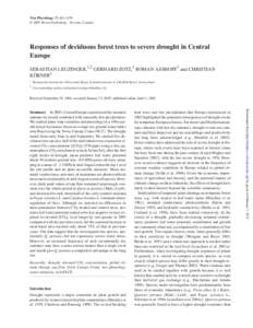 Tree Physiology 25, 641–650 © 2005 Heron Publishing—Victoria, Canada Responses of deciduous forest trees to severe drought in Central Europe SEBASTIAN LEUZINGER,1,2 GERHARD ZOTZ,1 ROMAN ASSHOFF1 and CHRISTIAN