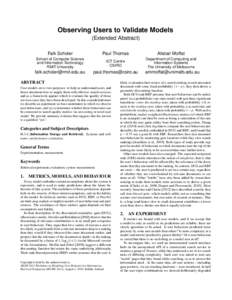Observing Users to Validate Models (Extended Abstract) Paul Thomas Alistair Moffat