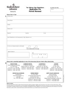 The Highway Sign Regulations  For Office Use Only Application For Permit Renewal