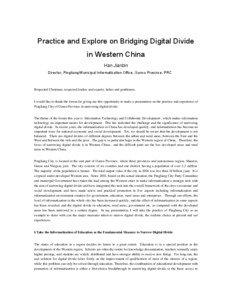 Practice and Explore on Bridging Digital Divide in Western China Han Jianbin