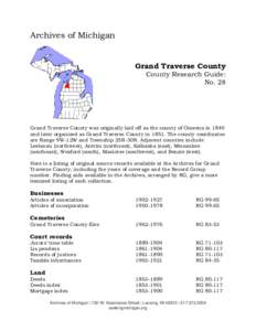 Archives of Michigan  Grand Traverse County County Research Guide: No. 28