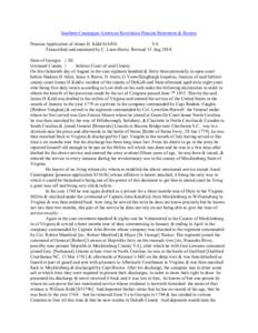 Southern Campaigns American Revolution Pension Statements & Rosters Pension Application of James H. Kidd S16436 VA Transcribed and annotated by C. Leon Harris. Revised 15 Aug[removed]State of Georgia } SS. Gwinnett County 