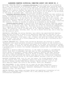 ALEXANDER-CRAWFORD HISTORICAL COMMITTEE AUGUST 1980 REPORT NO, 4 BUILDING COMMITTEE REPORTS; 4 Corners Schoolhouse 6-acre property was purchased by Dr. & Mrs. John Murtaugh of Pocomoonshine Lake. The Murtaughs have conta