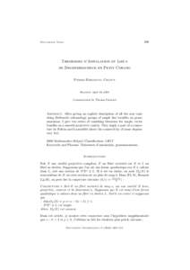 499  Documenta Math. Theoremes d’Annulation et Lieux de Degenerescence en Petit Corang