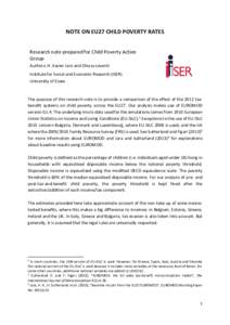 NOTE ON EU27 CHILD POVERTY RATES Research note prepared for Child Poverty Action Group Authors: H. Xavier Jara and Chrysa Leventi Institute for Social and Economic Research (ISER) University of Essex