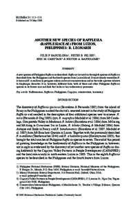 BLUMEA 53: 223 – 228 Published on 29 May 2008 ANOTHER NEW SPECIES OF RAFFLESIA (RAFFLESIACEAE) FROM LUZON, PHILIPPINES: R. LEONARDI