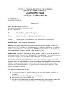 UNITED STATES DEPARTMENT OF THE INTERIOR BUREAU OF LAND MANAGEMENT COLORADO STATE OFFICE 2850 YOUNGFIELD STREET LAKEWOOD, COLORADO[removed]In Reply Refer To: