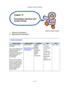 A Guide to Living in Saitama  Chapter 12 Consultation Services and Contact Points