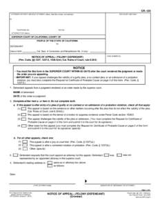 CR-120 Notice of Appeal—Felony (Defendant) (Criminal)