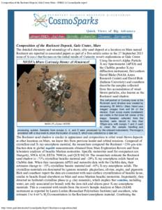 Mars Exploration Rover / Astrobiology / Mars / Mars Science Laboratory / Martian meteorite / Gale / Alpha particle X-ray spectrometer / Martian soil / Meteorite / Spaceflight / Space technology / Spacecraft