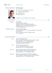 Péter Megyesi  Curriculum Vitae PERSONAL INFORMATION