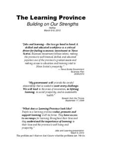 Lifelong learning / Life-wide Learning / E-learning / Nova Scotia / Community college / Recognition of prior learning / Nonformal learning / Higher education in Nova Scotia / Education / Learning / Internships