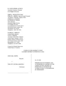 R. ALEXANDER ACOSTA Assistant Attorney General Civil Rights Division JOHN L. WODATCH, Chief PHILIP L. BREEN, Special Legal Counsel ALLISON J. NICHOL, Deputy Chief