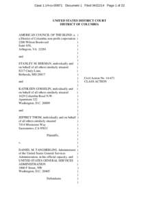 Case 1:14-cv[removed]Document 1 Filed[removed]Page 1 of 22  UNITED STATES DISTRICT COURT DISTRICT OF COLUMBIA  AMERICAN COUNCIL OF THE BLIND, a