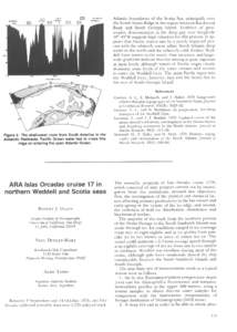 w.ri111.1  Atlantic boundaries of the Scotia Sea, principally over the North Scotia Ridge in the region between Burdwood Bank and South Georgia Island. Evidence of geostrophic determination in the deep gap near longitude