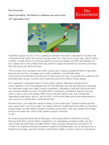 The Economist Impact investing -The birth of a virtuous new asset class 10th September 2011