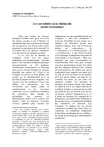 Regards sociologiques, n°32, 2006, ppChristian de Montlibert CRESS, Université Marc Bloch, Strasbourg. Les surendettés ou les déchus du monde économique