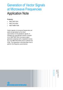 Generation of Vector Signals at Microwave Frequencies Application Note Products: |