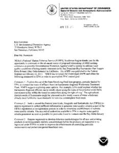 NOAA on EPA San Francisco Bay Delta Estuary Water Quality Advanced Notice of Proposed Rulemaking Docket number EPA-R09-OW[removed]