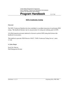 United States Department of Agriculture Grain Inspection, Packers and Stockyards Administration Packers and Stockyards Administration Program Handbook