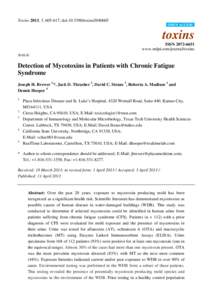 Detection of Mycotoxins in Patients with Chronic Fatigue Syndrome