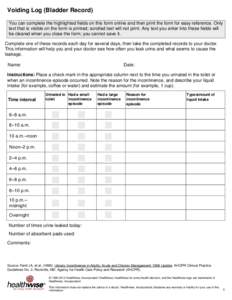 Voiding Log (Bladder Record)