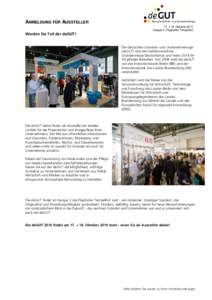 ANMELDUNG FÜR AUSSTELLER 17. + 18. Oktober 2014 Hangar 2, Flughafen Tempelhof Werden Sie Teil der deGUT! Die Deutschen Gründer- und Unternehmertage