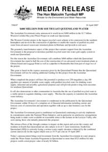 $408 million for south east Queensland water - media release 24 April 2007