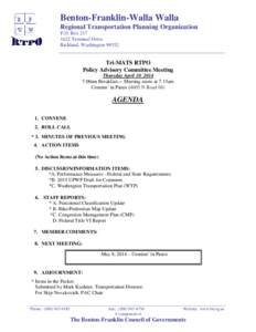 Benton-Franklin-Walla Walla Regional Transportation Planning Organization P.O. Box[removed]Terminal Drive Richland, Washington[removed]__________________________________________________________________