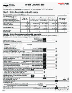 REVISED BC428  British Columbia Tax T1 General – 2005