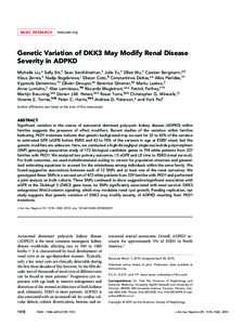 BASIC RESEARCH  www.jasn.org Genetic Variation of DKK3 May Modify Renal Disease Severity in ADPKD